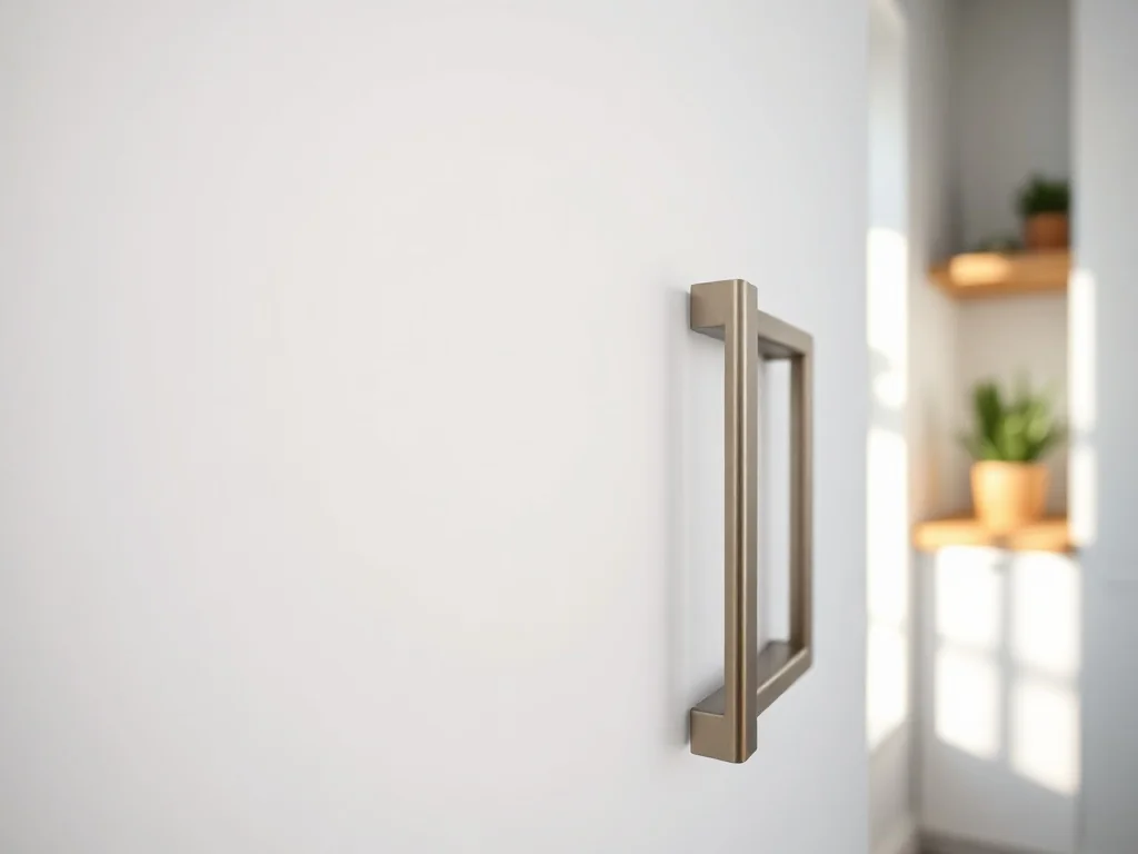 Nowoczesna zabudowana lodówka w jasnej, skandynawskiej kuchni, podkreślająca minimalistyczny design i funkcjonalność.